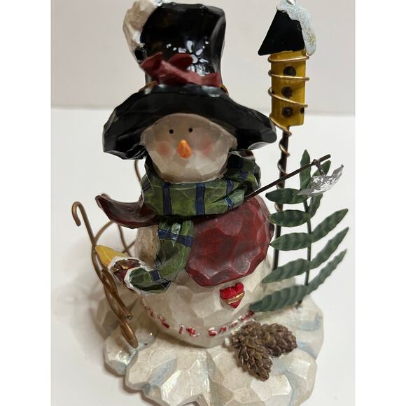 Vintage Let Is Snow 7" snowman with trees star‎ fence birdhouse - Picture 2 of 4